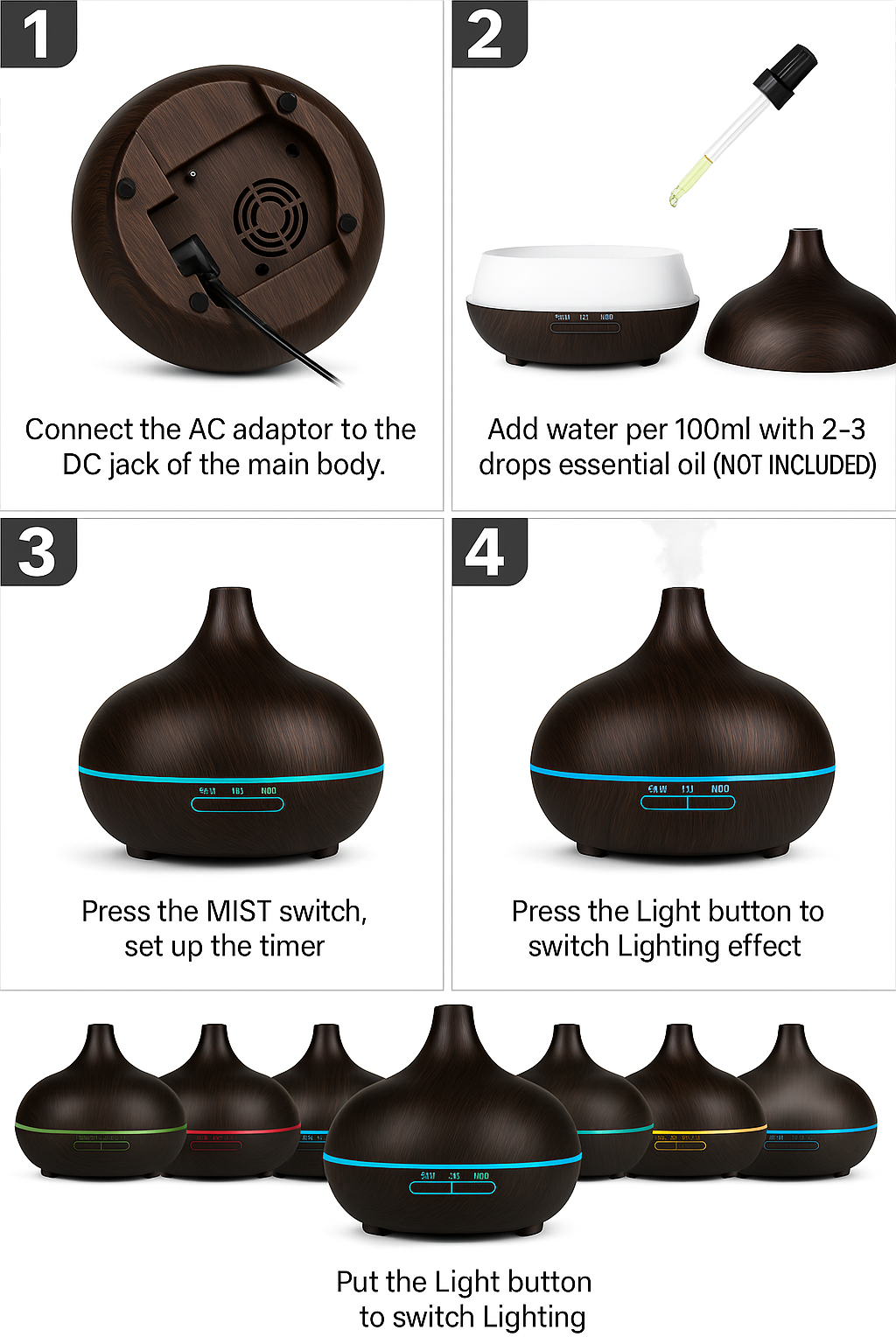 Aromatherapy Diffuser +10 Free Essential Oils